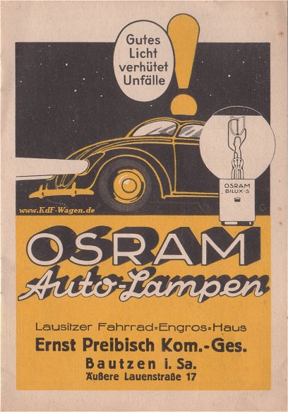 VW - 1938 - Osram Autolampen - [1286]-1