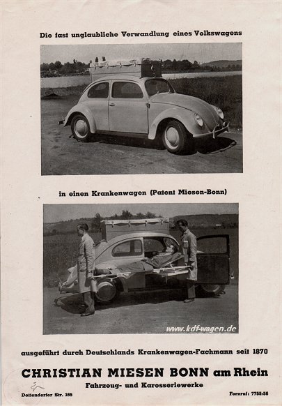 VW - 1948 - Die fast unglaubliche Verwandlung eines Volkswagen in einen Krankenwagen (Pat. Miesen) - [1299]-1