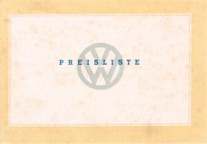 VW - 1952 - VW Preisliste -  2 52 Prsl 202a 30 - [1385]-1