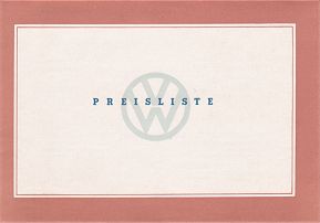 VW - 1952 - VW Preisliste -  9-52 Prsl 207-70 - [1393]-1