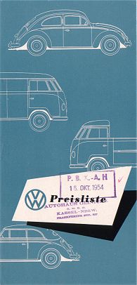 VW - 1954 - VW Preisliste. Stand 10.3.1954 -  4-54 Prsl 255b-100 - [1457]-1