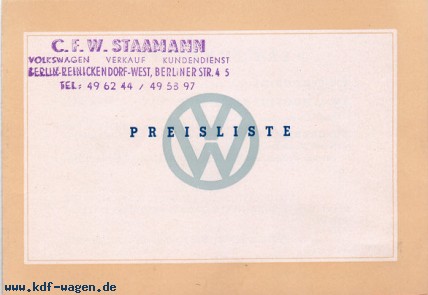 VW - 1952 - VW Preisliste -  4 52 Prsl 202b 50 - [2674]-1