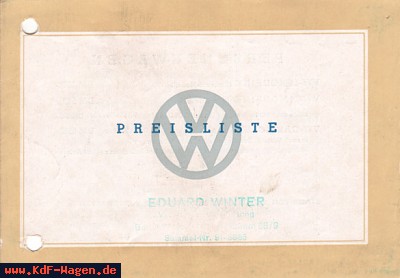 VW - 1951 - VW Preisliste - 9 51 Prsl 202 30 - [2757]-1