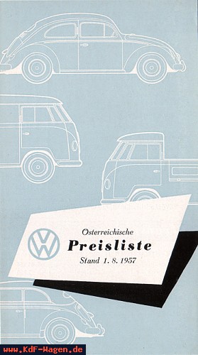 VW - 1957 - Österreichische Preisliste - 1.8.1957 - [2820]-1