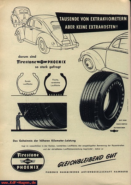 VW - 1954 - Firestone. Tausende von Extrakilometern aber keine Extrakosten! - Gute Fahrt - [4886]-1