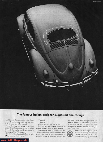 VW - 1960 - The famous Italian Designer suggested one change. - LIFE - [4988]-1