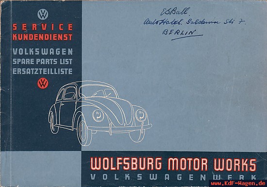 VW - 1946 - Volkswagen Spare Parts List - Ersatzteilliiste - 1. Sept 1946 - [6508]-1