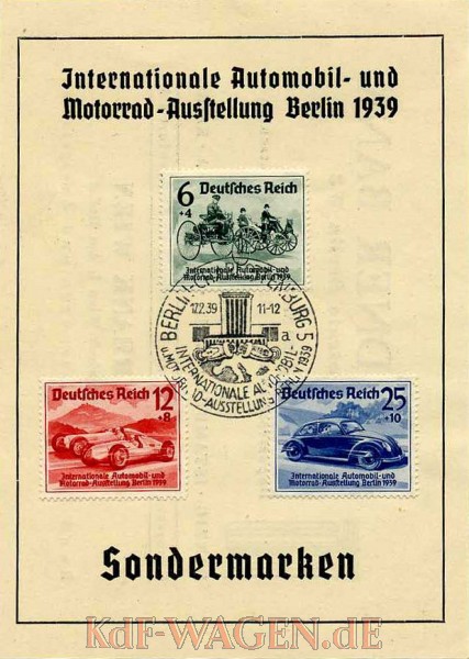VW - 1939 - Internationale Automobil und Motorrad Ausstellung Berlin 1939. Sondermarken - IAA 1939 DR 686 688 - [6614]-2