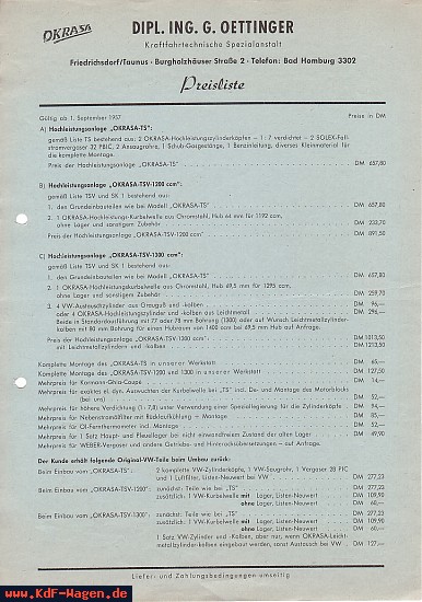 VW - 1957 - oettinger Preisliste - [6675]-1