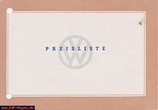 VW - 1952 - VW Preisliste - 10-52 Prsl 207a-70 - [7840]-1