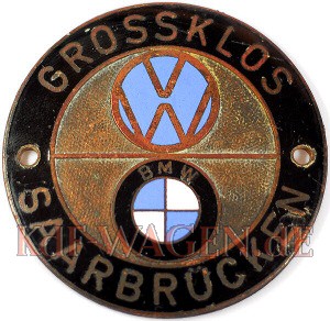 VW - 1950 - Grossklos Saarbrücken - Händler Plakette - [7957]-1