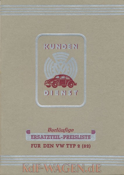 VW - 1943 - Vorläufige Ersatzteil-Preisliste für den VW Typ 2 (82) - 1.10.1943 - [8663]-1