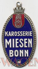 VW - 1955 - Karosserie Miesen Bonn - Plakette auf u.a. VW Krankenwagen - [9363]-1