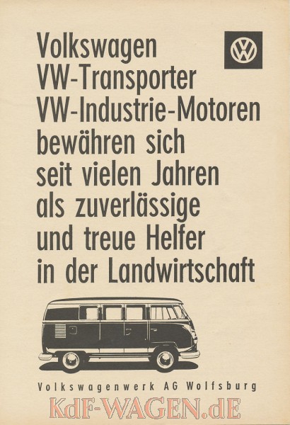 VW - 1958 - Volkswagen VW-Transporter VW-Industrie-Motoren bewähren sich seit vilen Jahren als ... - [9703]-1