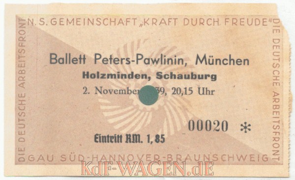 VW - 1939 - Eintrittskarte mit KdF-Wagen Werbung - [9740]-2