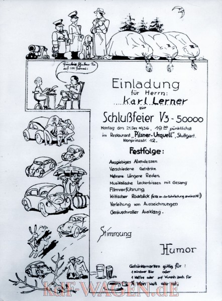 VW - 1936 - Einladung zur Schlußfeier V3 - 50000 - repro - [9741]-1