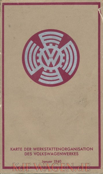 VW - 1940 - Karte der Werkstättenorganisation - Jamuar 1940, 1. Auflage - [10095]-1