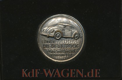 VW - 1950 - Bakelitdose mit Käfermünze. Ernst Piepenstock, Lüdenscheid - [10451]-1